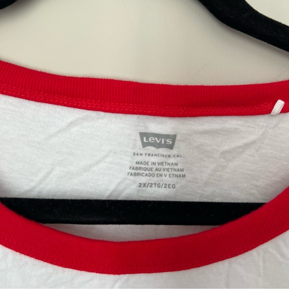 Levi’s GRAPHIC RINGER TEE SHIRT (PLUS SIZE) white and red women’s 2XL - Picture 11 of 11